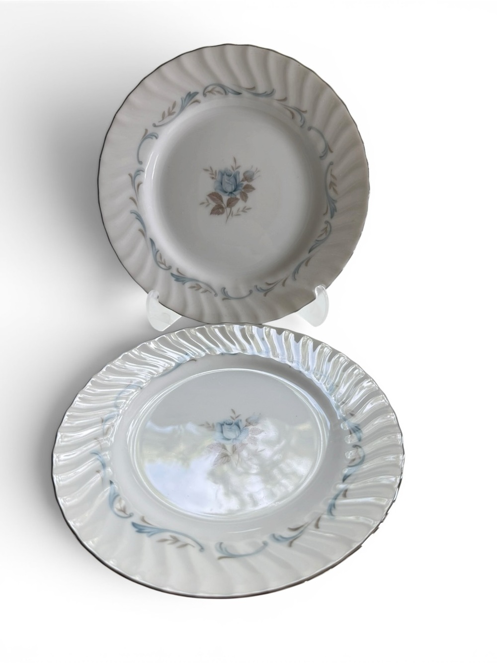 Style House Fine China Carillon Salad Plate Set of 2 Blue Rose Japan Vintage